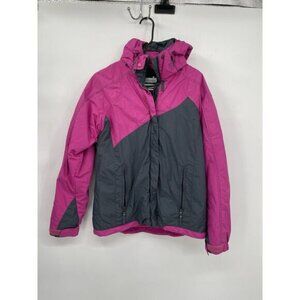 Columbia‎ Woman's Ski Parka Jacket M Double Layer Omni Tech Hooded Pink Gray